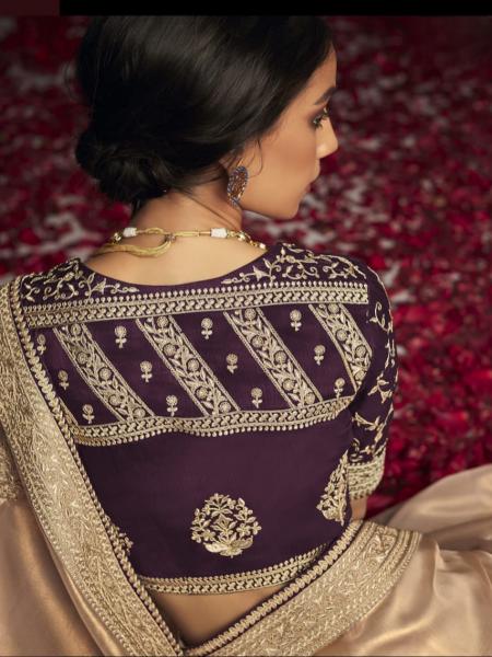 Beautiful Color Combination Heavy Soft Tissue Silk Embroidery Saree